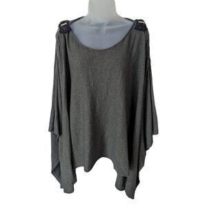 Alessandra C. Merino Wool Cashmere Shawl One Beaded Appliques Butterfly Charms